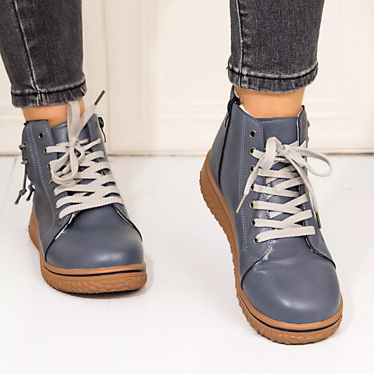 Round Toe Platform Boots Blue