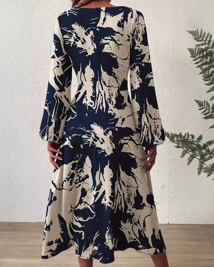 Long Sleeve Printed Midi Dress
