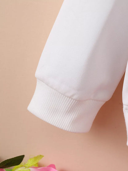 Children's Floral Heart Graphic Buttoned Hoodie