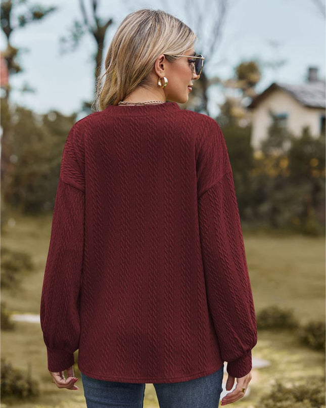 V-Neck Dropped Shoulder Blouse