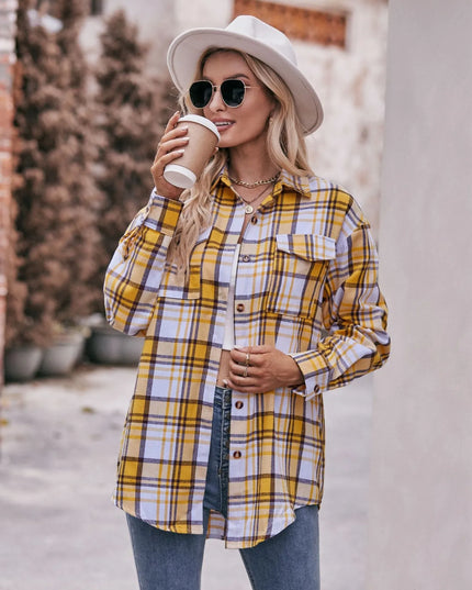 Plaid Button-Down Long Sleeve Shirt