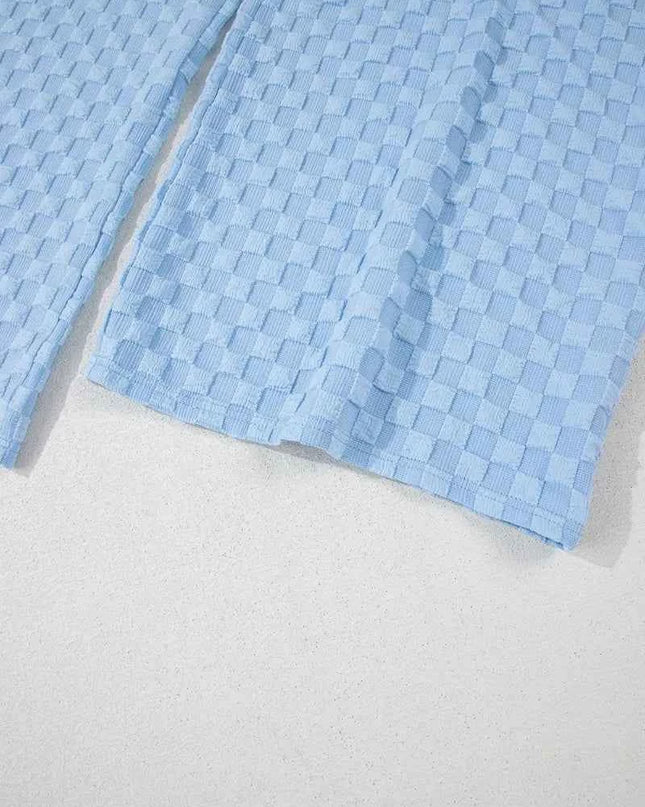 Checkered Pocketed Wide Leg Overalls