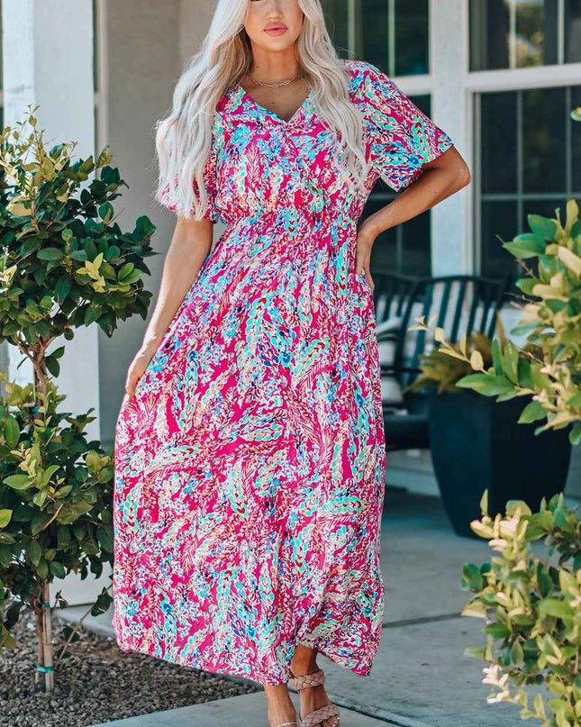 Multicolored V-Neck Maxi Dress