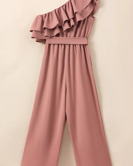 Ruffled Tied One-Shoulder Jumpsuit