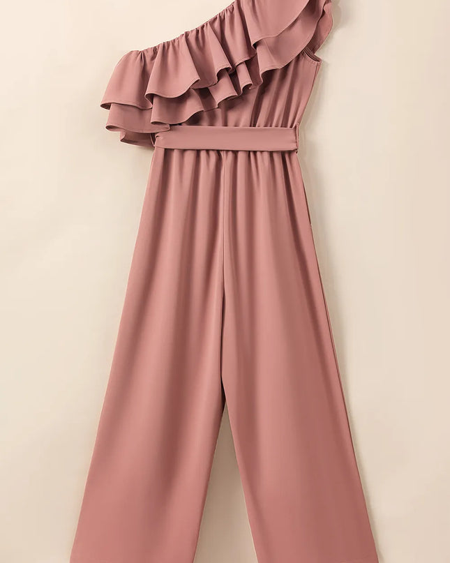 Ruffled Tied One-Shoulder Jumpsuit