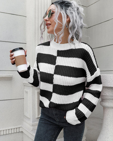 Two-Tone Dropped Shoulder Sweater