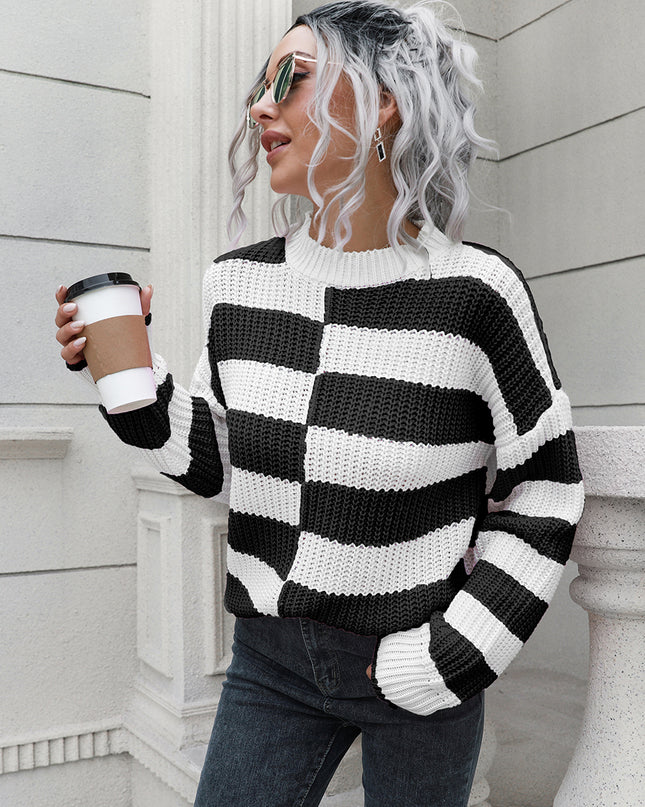 Two-Tone Dropped Shoulder Sweater
