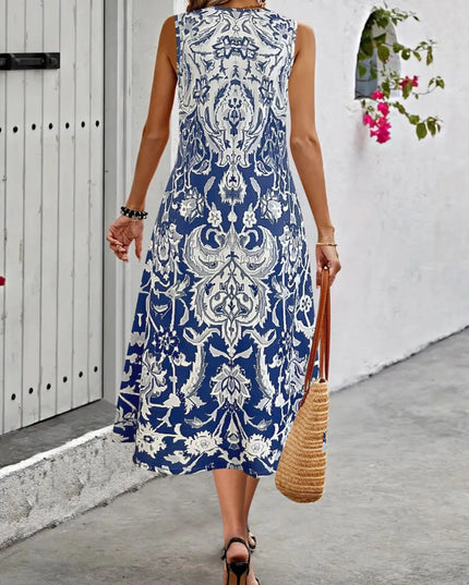 Printed Sleeveless Midi Dress 
