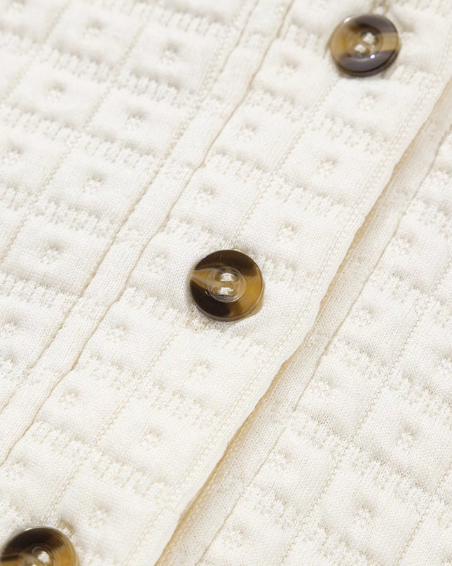 Textured Half Button Collared Sweatshirt