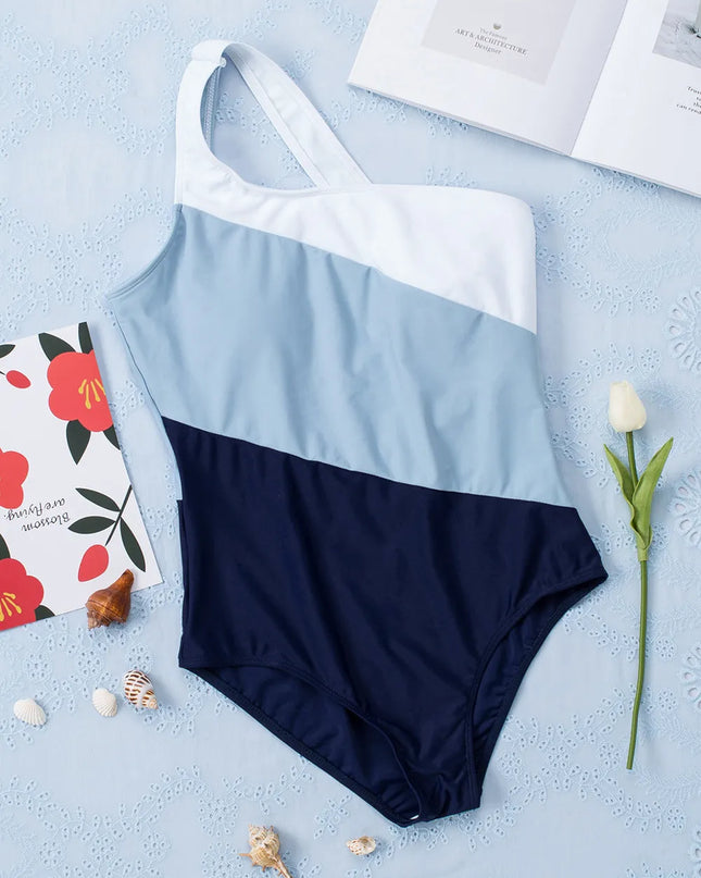 Full Size Cutout Color Block Sleeveless One-Piece Swimwear