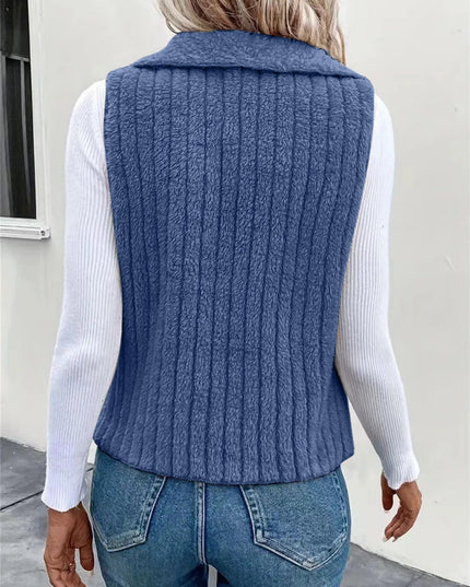 Open Front Fuzzy Vest Coat