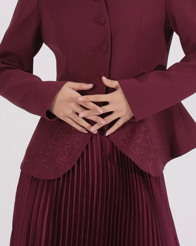 Button Up Long Sleeve Top and Pleated Skirt Set