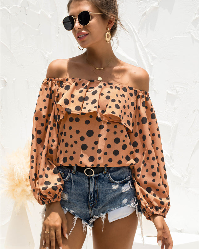 Polka Dot Off-Shoulder Layered Blouse 