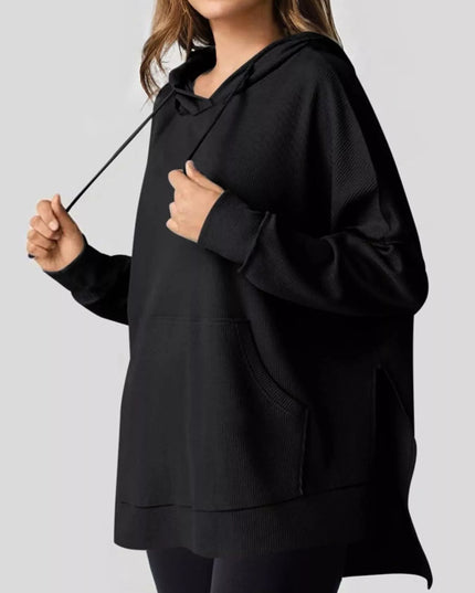 High-Low Hoodie with Kangaroo Pocket