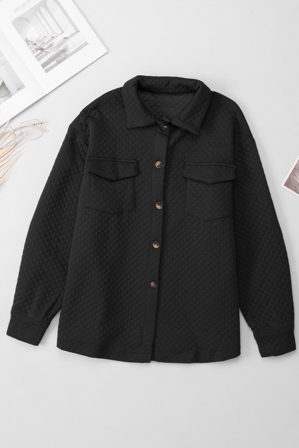 Button Down Collared Jacket Black