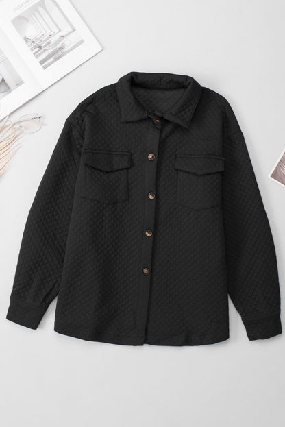 Button Down Collared Jacket Black