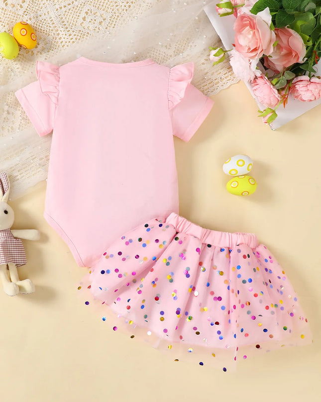 Children's Ruffled Graphic Bodysuit and Skirt Set