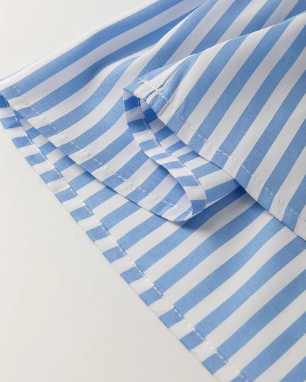 Striped Notched 3/4 Sleeve Blouse