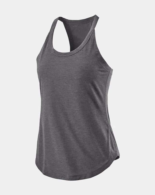 Scoop Neck Active Tank Dark Gray