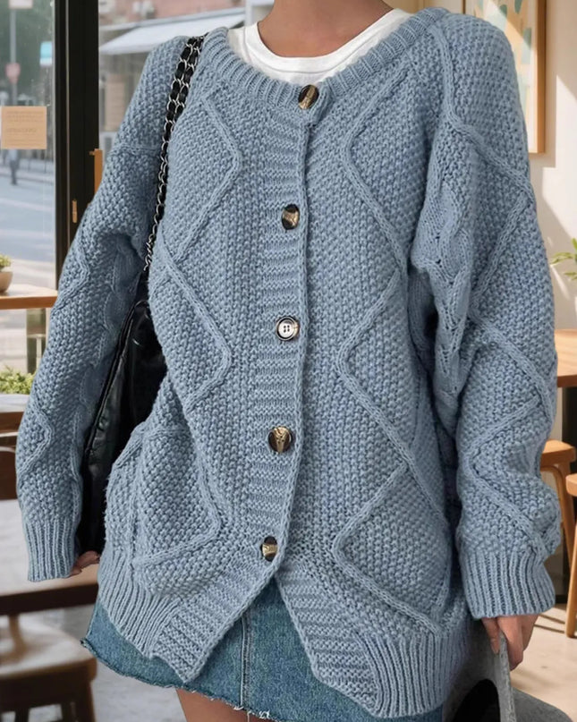 Button-Front Long Sleeve Cardigan