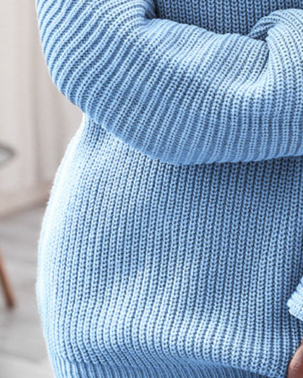 Rib-Knit Mini Sweater Dress