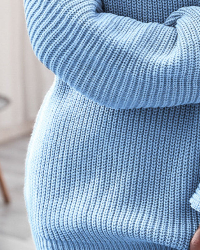 Rib-Knit Mini Sweater Dress