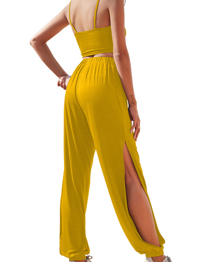 Cropped Cami and Side Split Joggers Set