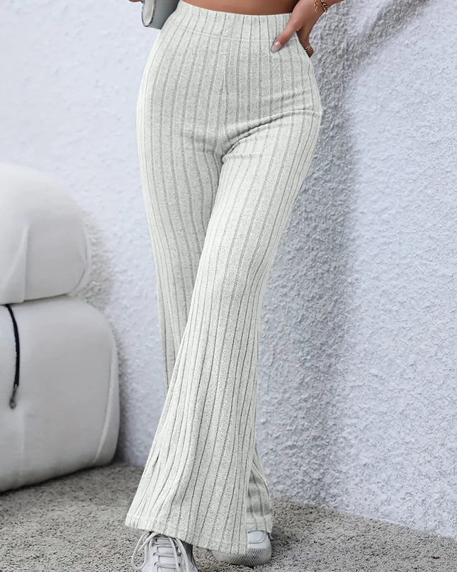 Basic Bae Full Size Ribbed High Waist Flare Pants