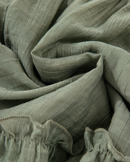 Textured Tie Waist Ruffle Hem Shorts