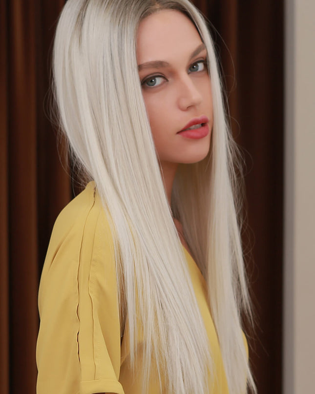 13*2" Lace Front Wigs Synthetic Long Straight 26" Heat Safe 150% Density