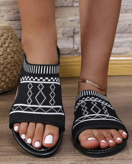 Cutout Mesh Flat Sandals
