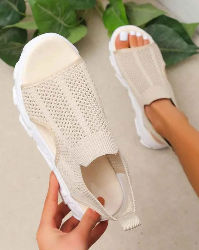 Peep Toe Cutout Mesh Sandals