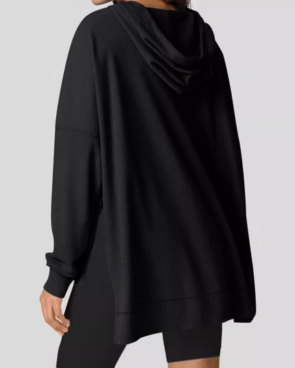 High-Low Hoodie with Kangaroo Pocket