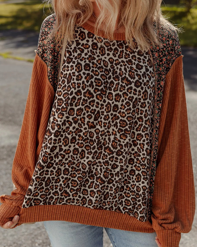 Leopard Print Long Sleeve Sweatshirt Leopard