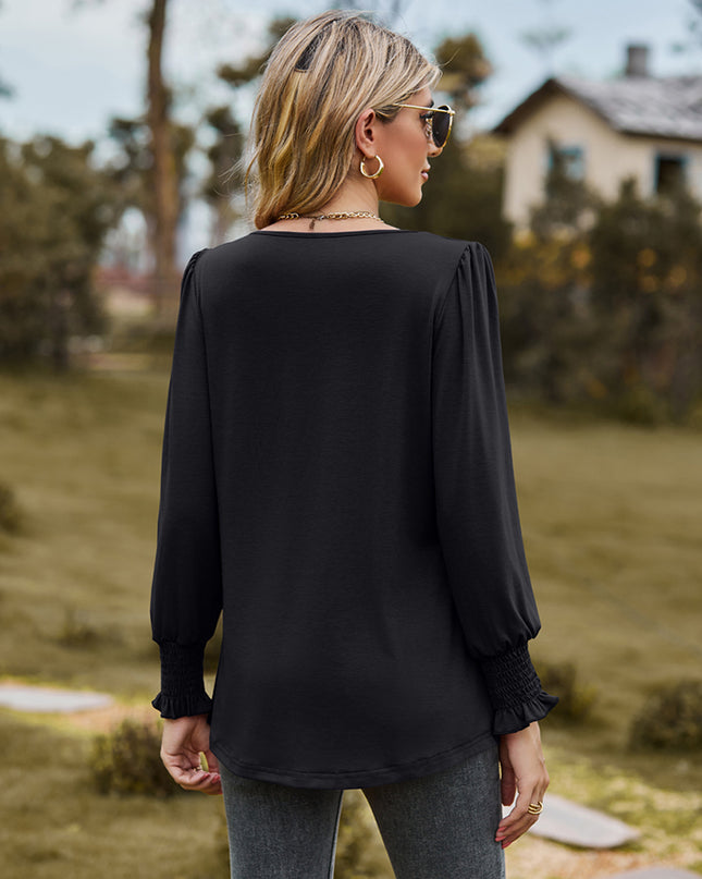 Puff Sleeve Pleated Blouse