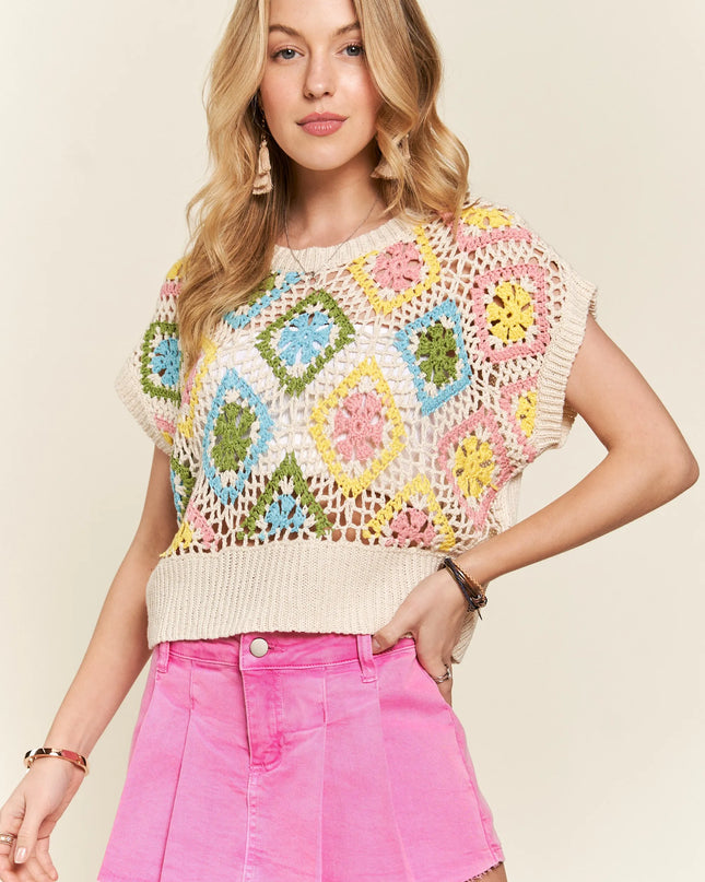 ADORA Multicolor Crochet Top