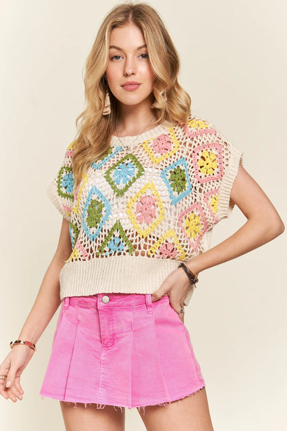ADORA Multicolor Crochet Top