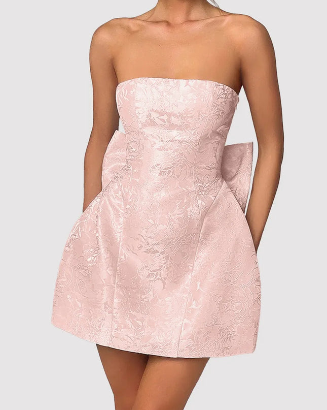 Lace-Up Sleeveless Satin Mini Dress with Bow
