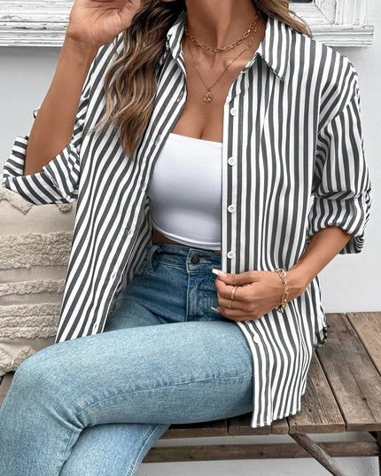 Striped Oversized Button-Up Shirt