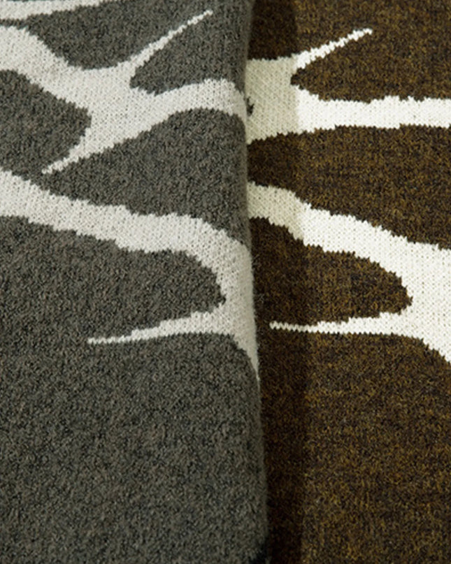 Men's Abstract Pattern Distressed Hem Sweater