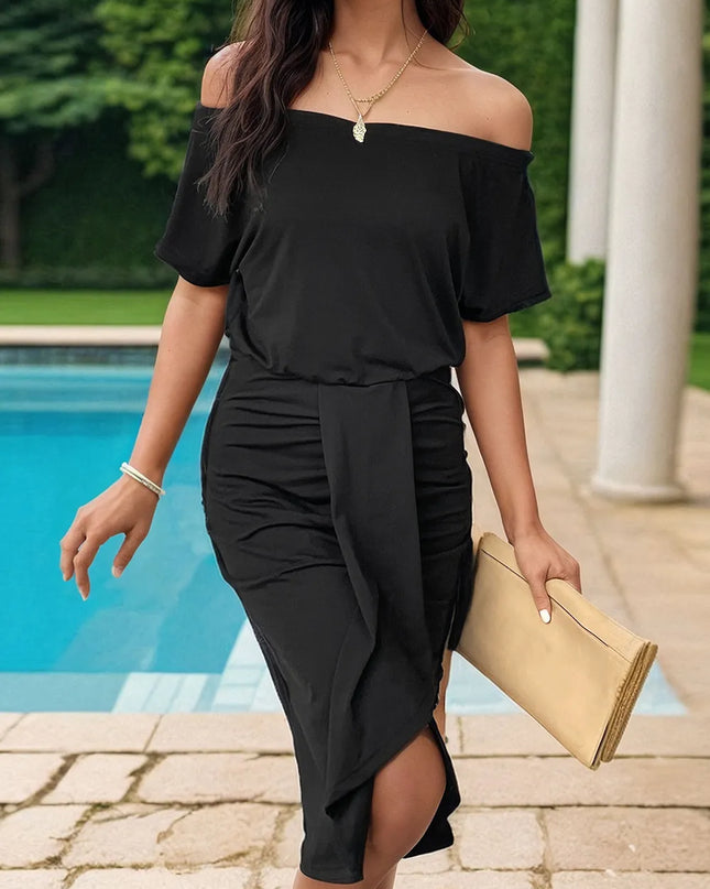 Perfee Ruched Off-Shoulder Dress 