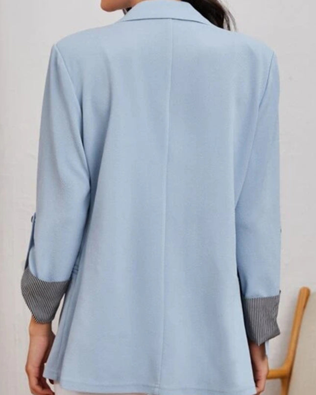 Lapel Collar Roll-Tab Sleeve Blazer