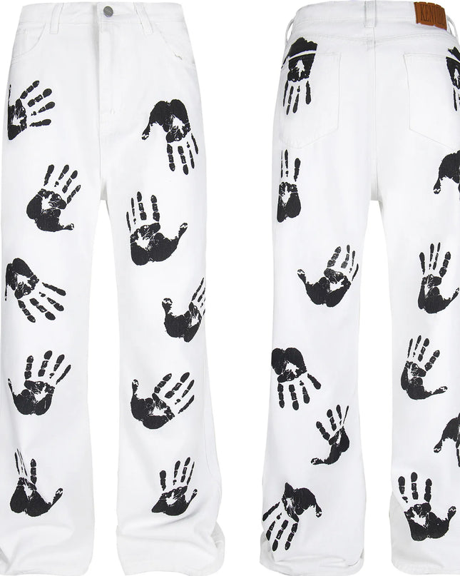 Men's Handprint Pattern Jeans