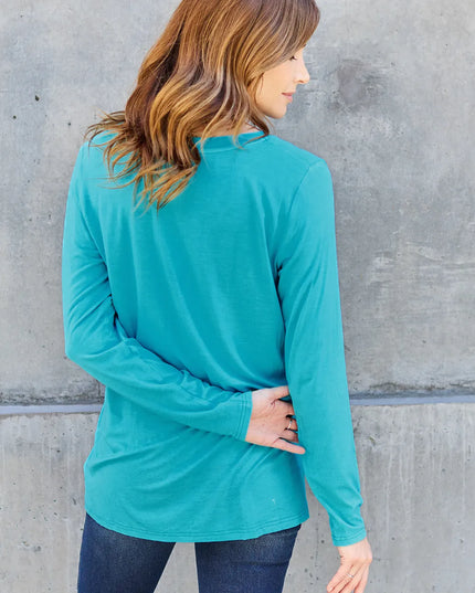 Basic Bae Full Size V-Neck Long Sleeve Top