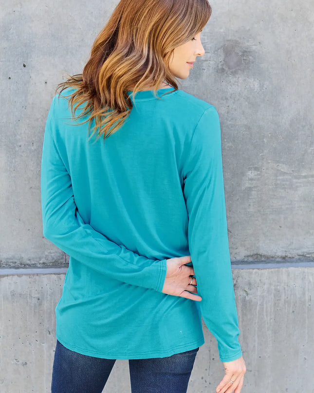 Basic Bae Full Size V-Neck Long Sleeve Top