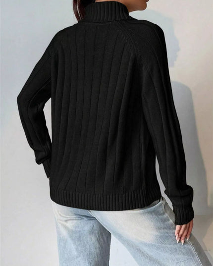 Ribbed Turtleneck Long Sleeve Sweater