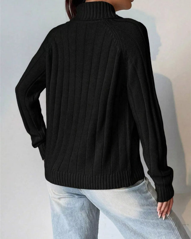 Ribbed Turtleneck Long Sleeve Sweater