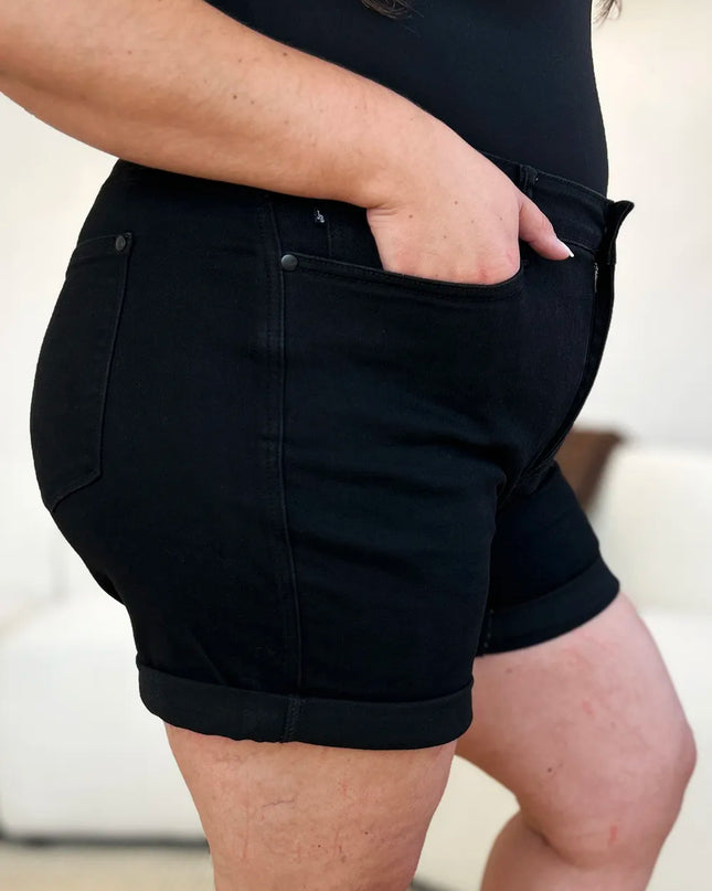 Judy Blue Full Size High Waist Tummy Control Cuffed Denim Shorts