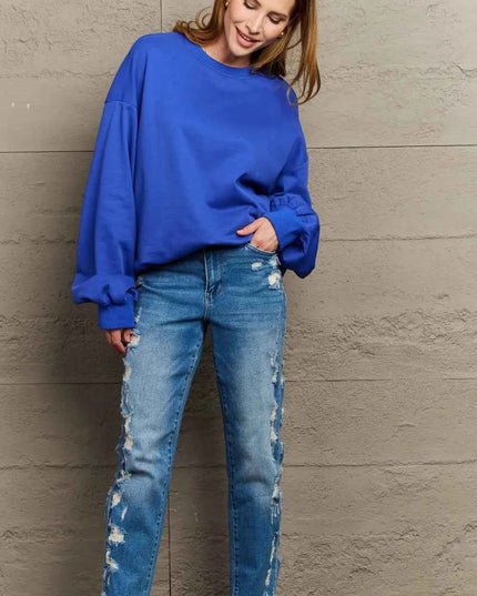 Full Size Round Neck Long Sleeve Sweatshirt