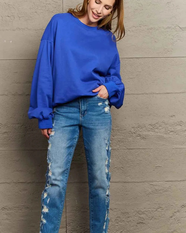 Full Size Round Neck Long Sleeve Sweatshirt
